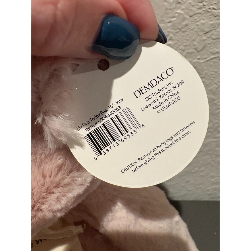 NWT DEMDACO "My First Teddy Bear" Pink 16" Plush Stuffed Animal Baby Shower Gift - Picture 6 of 11
